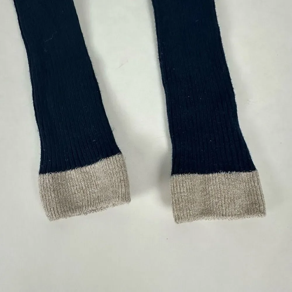 Mini Boden Girls Footless Tights size 6-7 Navy Silver